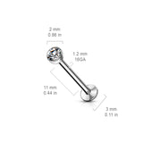 Push In Top CZ Ball Threadless Labret Ear Cartilage Daith Helix Tragus