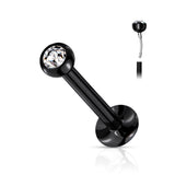 Push In Jeweled Ball Top Threadless Labret, Monroe, Flat Back Stud.