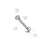 Push In Threadless Prong CZ Top Lip Labret Stud Ear Cartilage