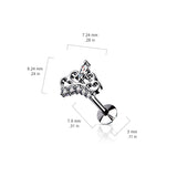 CZ Paved Tiara Threadless Top Labret Tragus Snug Ear Cartilage Helix Studs