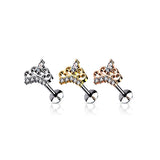 CZ Paved Tiara Threadless Top Labret Tragus Snug Ear Cartilage Helix Studs