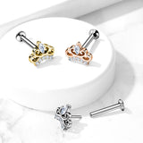 CZ Paved Tiara Threadless Top Labret Tragus Snug Ear Cartilage Helix Studs