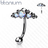 Titanium Threadless Eyebrow Curve with 3 CZ Ball Clusters