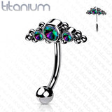 Titanium Threadless Eyebrow Curve with 3 CZ Ball Clusters