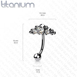 Titanium Threadless Eyebrow Curve with 3 CZ Ball Clusters