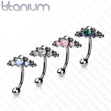 Titanium Threadless Eyebrow Curve with 3 CZ Ball Clusters