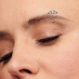 Titanium Threadless Eyebrow Curve with 3 CZ Ball Clusters