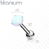 Titanium Threadless Push-In Cartilage Barbell with Opal