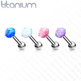 Titanium Threadless Push-In Cartilage Barbell with Opal