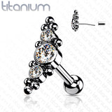 Titanium Threadless Push-In Cartilage Barbell Stud with CZ Ball