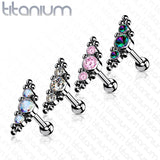 Titanium Threadless Push-In Cartilage Barbell Stud with CZ Ball