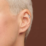 Titanium Threadless Push-In Cartilage Barbell Stud with CZ Ball