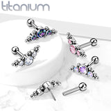 Titanium Threadless Push-In Cartilage Barbell Stud with CZ Ball