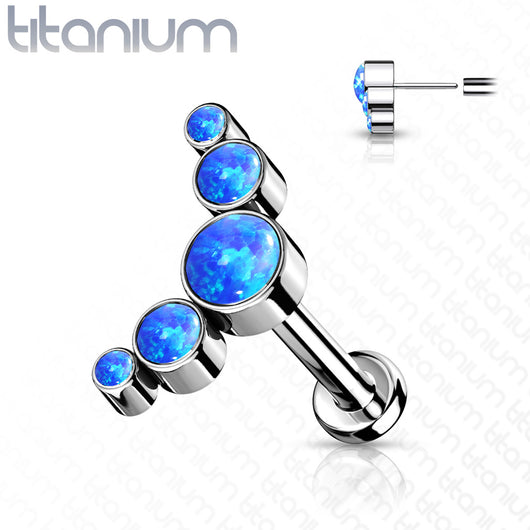 Titanium Threadless Push in 5 Opal Bezel Labret Cartilage
