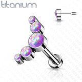 Titanium Threadless Push in 5 Opal Bezel Labret Cartilage