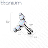 Titanium Threadless Push in 5 Opal Bezel Labret Cartilage