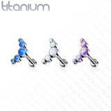 Titanium Threadless Push in 5 Opal Bezel Labret Cartilage