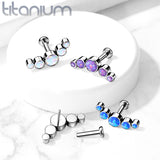 Titanium Threadless Push in 5 Opal Bezel Labret Cartilage