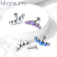 Titanium Threadless Push in 5 Opal Bezel Labret Cartilage