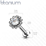 Threadless Push-In Labret Flat Back Flower Stud with CZ Cluster