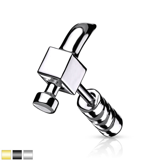 Claw Hammer 316L Surgical Steel Tragus Cartilage Barbell