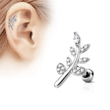 CZ Leaf Top Ear Cartilage Helix Daith Tragus Studs Earrings