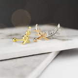 CZ Leaf Top Ear Cartilage Helix Daith Tragus Studs Earrings