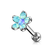 Opalite Flower With Opal Center Top Cartilage Helix Daith Tragus Studs Earrings