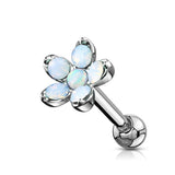 Opalite Flower With Opal Center Top Cartilage Helix Daith Tragus Studs Earrings