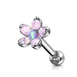 Opalite Flower With Opal Center Top Cartilage Helix Daith Tragus Studs Earrings