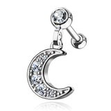 Crescent Moon Dangle Ear Cartilage Helix Daith Tragus Studs Earrings