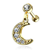 Crescent Moon Dangle Ear Cartilage Helix Daith Tragus Studs Earrings