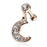 Crescent Moon Dangle Ear Cartilage Helix Daith Tragus Studs Earrings