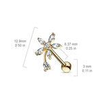 Marquise CZ Flower With Pear CZ Stem Top Ear Cartilage Helix Daith Tragus Barbell Earrings