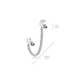 Star And Chain Linked Crescent Moon Ear Cartilage Helix Tragus Barbell Earrings
