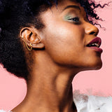 Star And Chain Linked Crescent Moon Ear Cartilage Helix Tragus Barbell Earrings