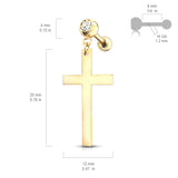 Cross Dangle Crystal Set Ear Cartilage Helix Tragus Barbell Earrings studs