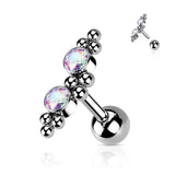 2 CZ Ball Clusters Top Ear Cartilage Helix Daith Tragus Barbell Earrings