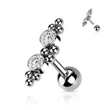 2 CZ Ball Clusters Top Ear Cartilage Helix Daith Tragus Barbell Earrings