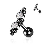2 CZ Ball Clusters Top Ear Cartilage Helix Daith Tragus Barbell Earrings