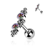 2 CZ Ball Clusters Top Ear Cartilage Helix Daith Tragus Barbell Earrings