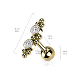 2 CZ Ball Clusters Top Ear Cartilage Helix Daith Tragus Barbell Earrings