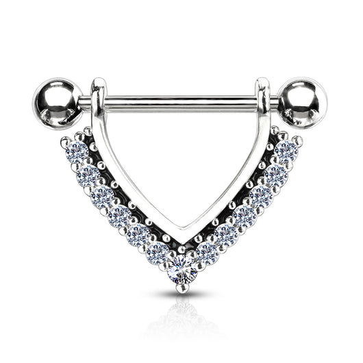 Pair CZ Paved Enamel Dangle Nipple Shield Nipple Rings
