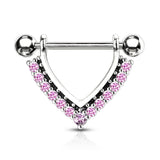 Pair CZ Paved Enamel Dangle Nipple Shield Nipple Rings