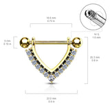 Pair CZ Paved Enamel Dangle Nipple Shield Nipple Rings