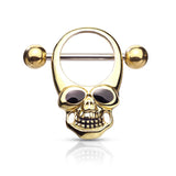Skull With Enamel Eye Surgical Steel Nipple Shield Rings