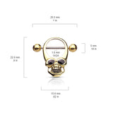 Skull With Enamel Eye Surgical Steel Nipple Shield Rings