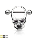 Skull With Enamel Eye Surgical Steel Nipple Shield Rings