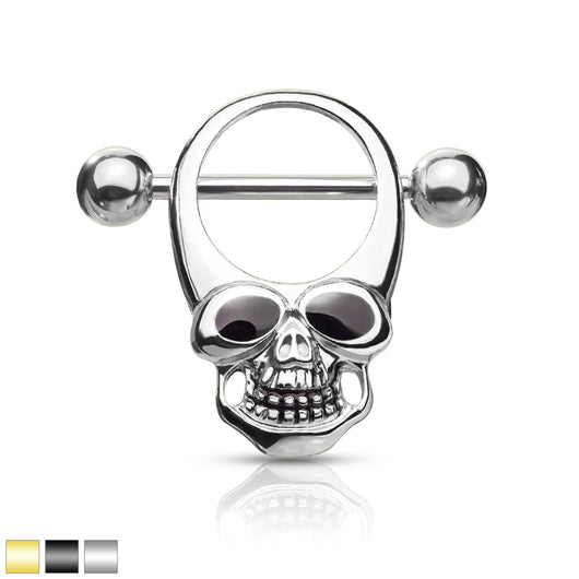 Skull With Enamel Eye Surgical Steel Nipple Shield Rings