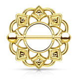 Pair of Tribal Shield Nipple Ring with 316L Surgical Steel Barbell